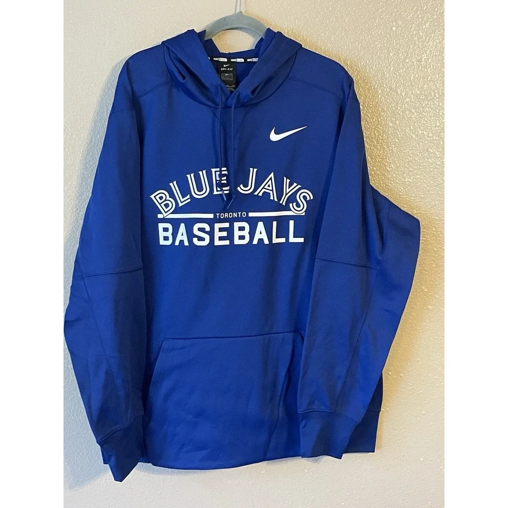 Men's 2XL NWOT Toronto Blue‎ Jays Nike Dri-Fit Pullover Hoodie Blue
